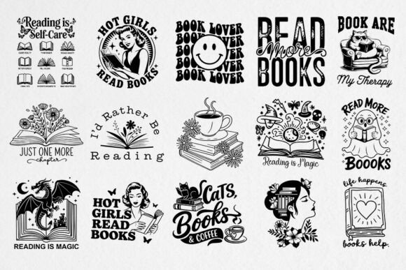Book Lover Svg, Reading Book Png Bundle