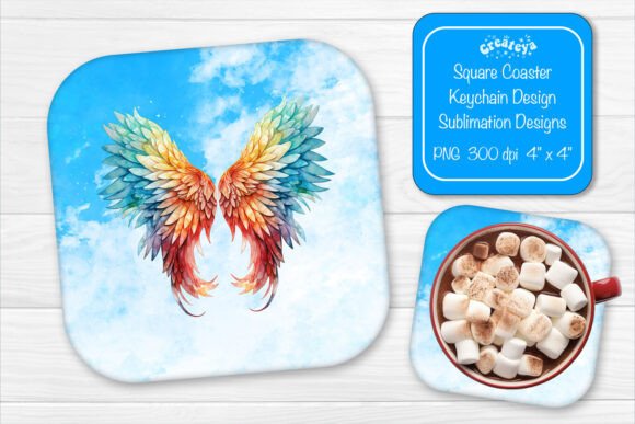 Square Coaster Sublimation Wings Quote