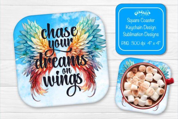 Square Coaster Wing Inspirational Quote