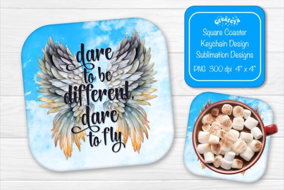 Square Coaster Wing Motivational Quote
